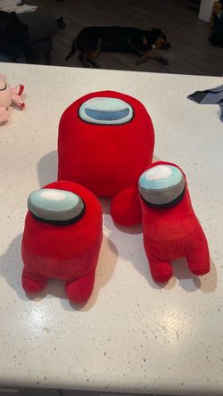 3 red among us plush lot