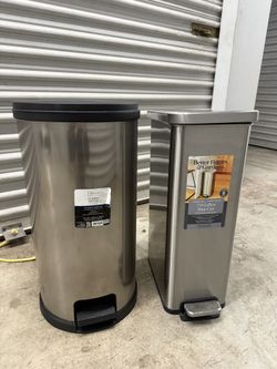 Set of 2 Stainless Steel Trash Cans – 7.9 Gallon Step Cans – Mainstays & Better Homes & Gardens 