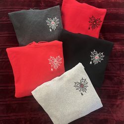 Spiderweb Heart Sweatshirt - Embroidered Valentines Sweater - Matching Couples Hoodie