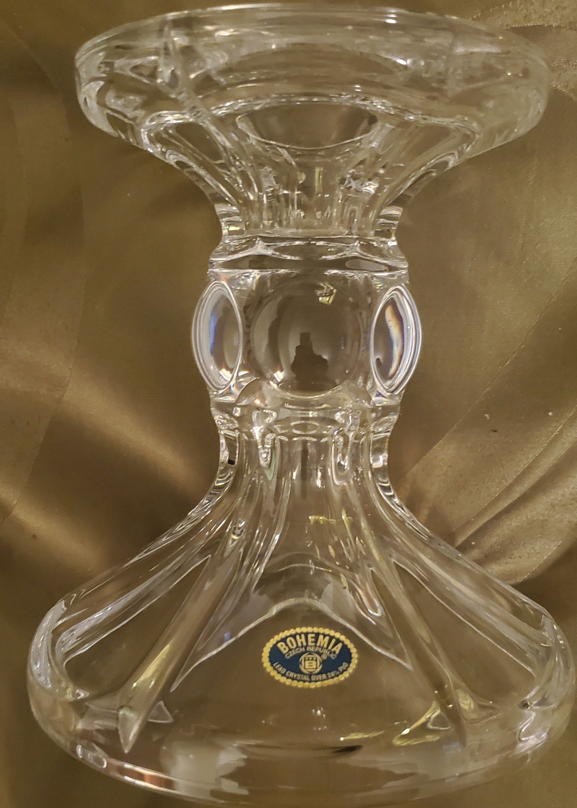 Bohemian 24% lead crystal candleholder