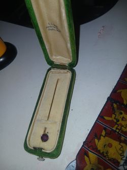 Antique Gold Stick Pin with Purple Stone