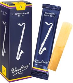 Vandoren CR123 Bass Clarinet Traditional Reeds Strength 3; Box of 5