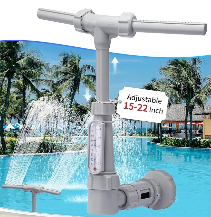 Patented Swimming Pool Fountains - Fit Inground & Above Ground Pool, Water Fun Waterfall Pool Jet Aerator Cooler, Extend Adjustable Pipe Pool Sprinkle