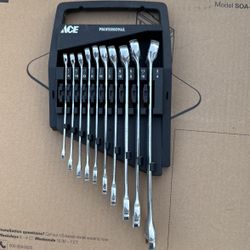 Ace 10 Piece Professional Metric Wrench Set