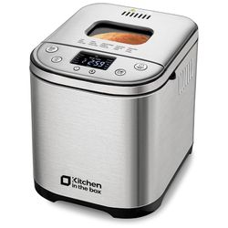 Kitchen in the Box 2lb Bread Maker – Stainless Steel, Automatic 15-in-1, Includes Recipe Book