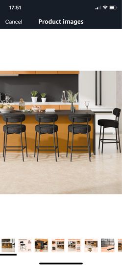 24'' Bar Stools Set of 4, for Kitchen Island. Black