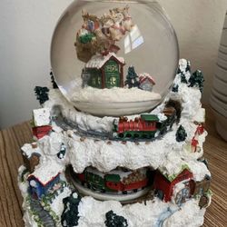 Large Musical Water Snow Globe With Revolving Base Santa And Reigndeers