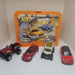 Garage 15 Fold n Go Carry Constr. Playset Orange 2001 Mattel Matchbox + 4 Cars
