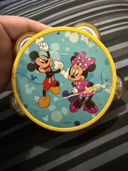 DISNEY Vintage Tambourine Mickey Mouse Minnie Mouse Preschool Musical Toy