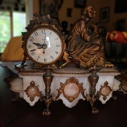 19th Century French Alabaster Mantel Clock 