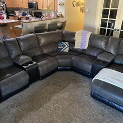 7 Piece Sectional Couch Microsuede With Recliners And Chase 