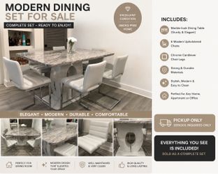 Juego de Comedor Moderno Estilo Mármol con 6 Sillas – Excelente Condición