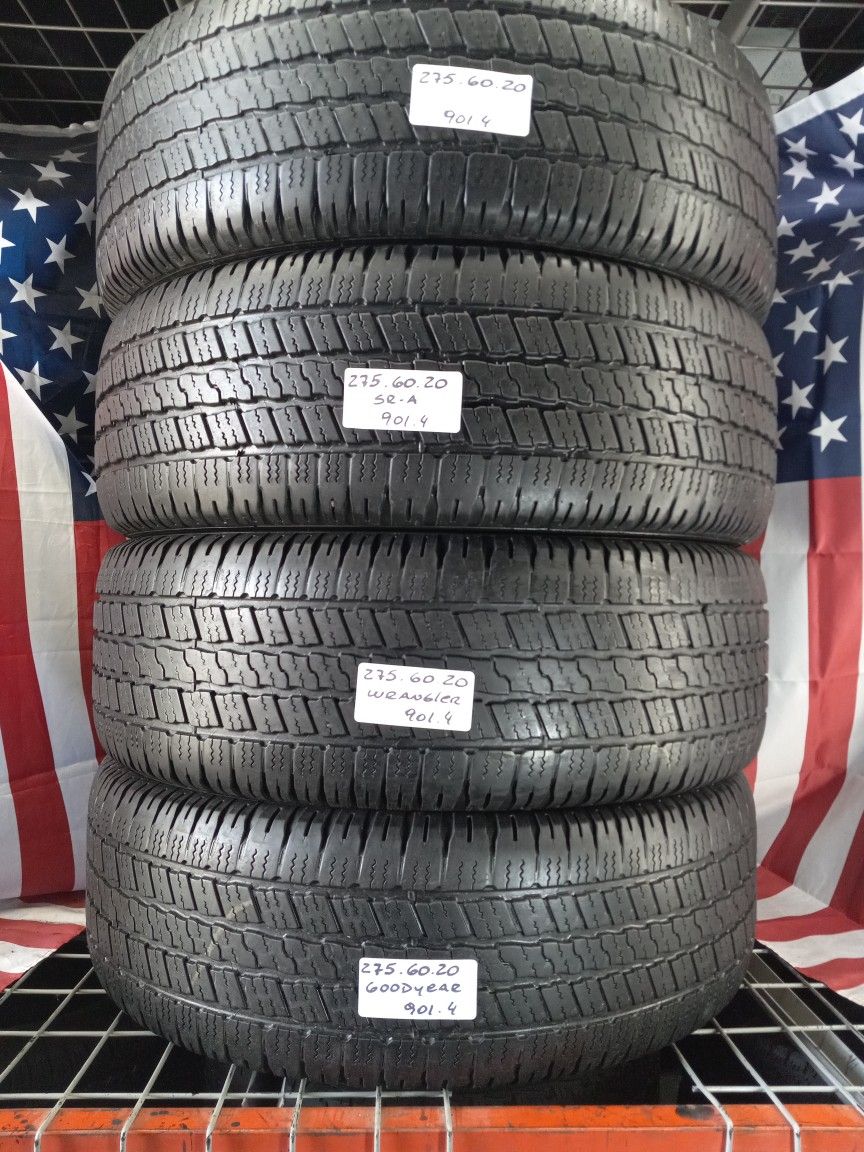 4 PRE-OWNED TIRES P275/60R20 GOODYEAR WRANGLER SR-A TRUCK ALL SEASON 275 60  20 for Sale in Fort Lauderdale, FL - OfferUp