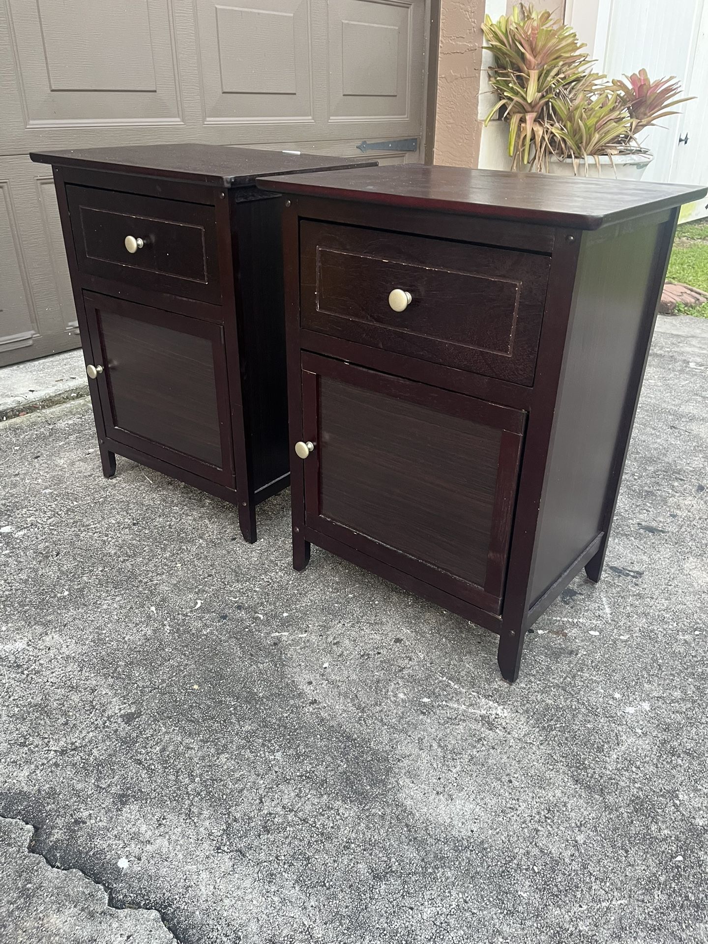 Pair 2 Wooden End Tables Nightstands 19x15x26