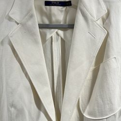 Women’s Polo Ralph Lauren white blazer (classic tailored fit, notch lapel, patch pockets)