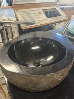 Polished Black Granite Vessel Sink