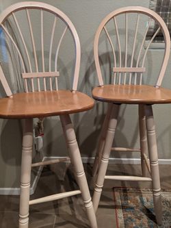 Solid Oak Swivel Bar Stools