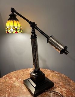 Vintage Tiffany-Style Stained Glass Desk Lamp