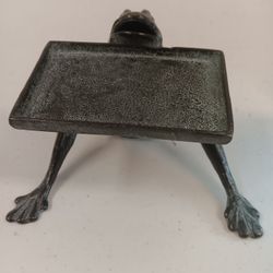 1980's Cast Bronze Frog Business Card Holder SPI