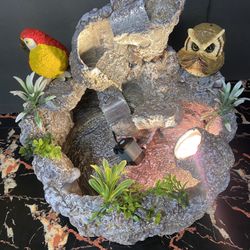 Cute Owl And Parrot Styrofoam Fountain 