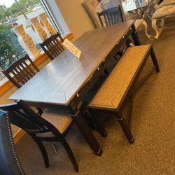 Tyler Creek Black-Gray Dining Room Set / Dining table and Chairs 