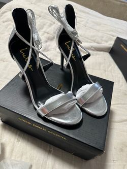 Lulus Aimee Silver Metallic Lace-Up Heels