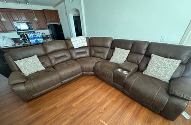 Large Brown Sectional Reclining Couch Set