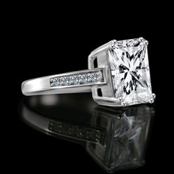 3CT Rectangular intensely Radiant Diamond Veneer Cubic zirconia set in Sterling Silver Engagement/Wedding Ring 635R3236