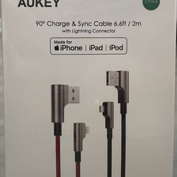 Aukey 2 Pack 90 Degree Lightning Data Cable (iPhone | iPad | iPod)