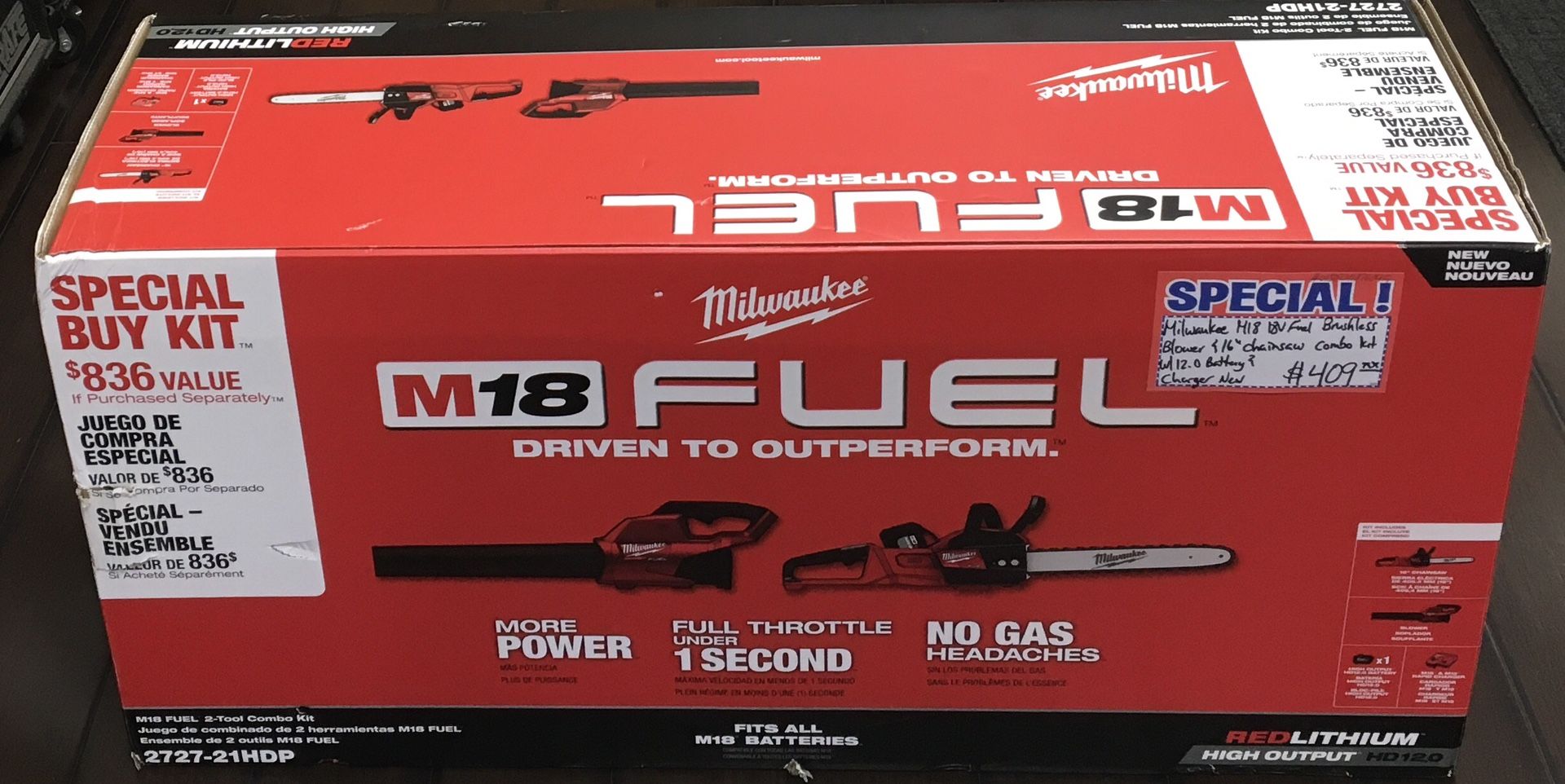 Milwaukee M18 18V Fuel Brushless Blower & 16” Chainsaw Combo Kit W/ 12.0 Battery & Charger New 