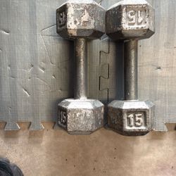 15 lb cast iron dumbells