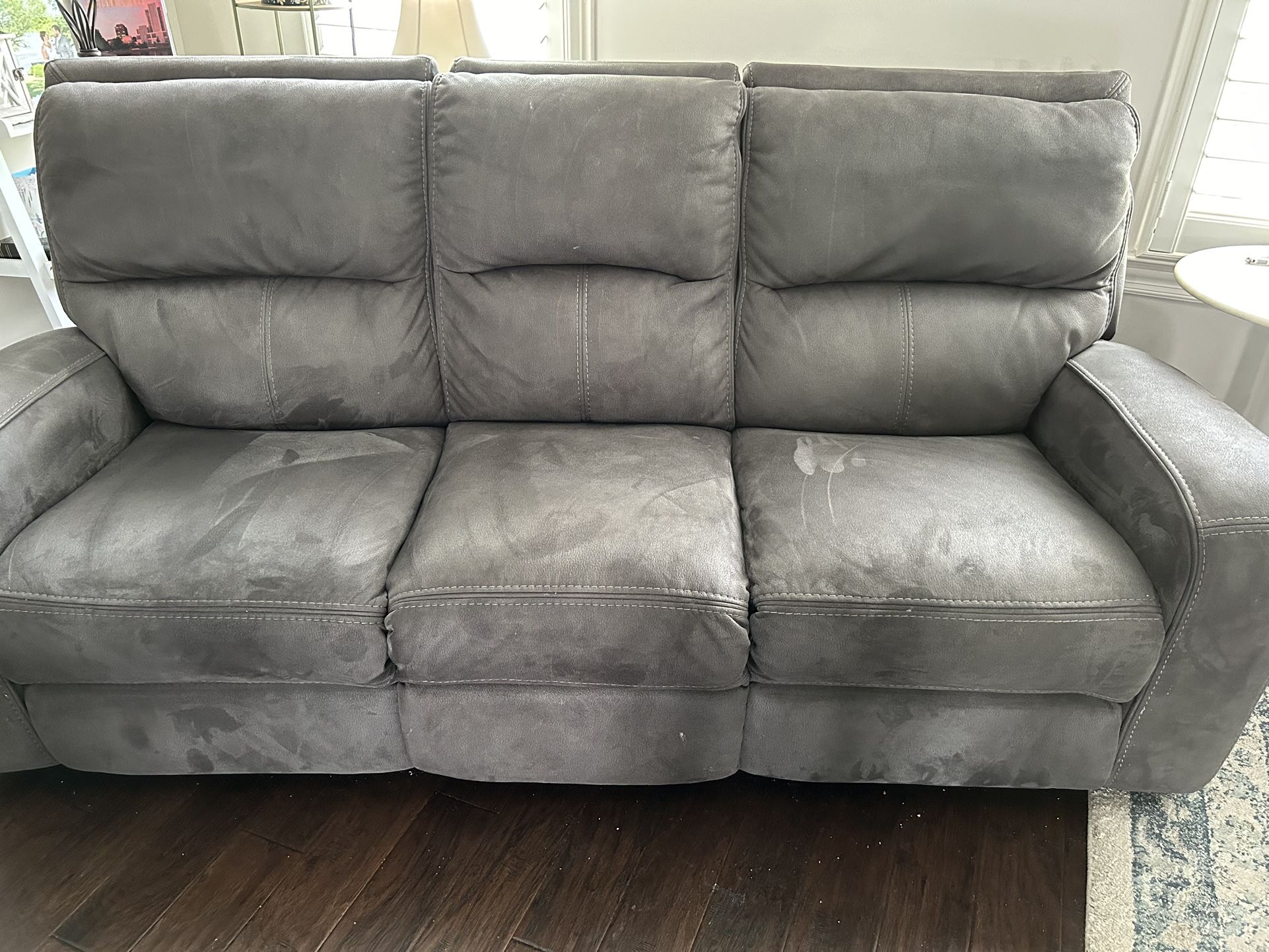 Grey Performance Fabric Reclining Sofa