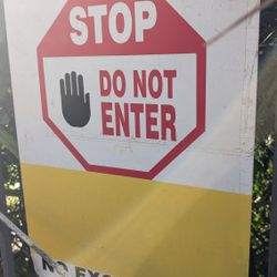 Vintage metal stop do not enter sign