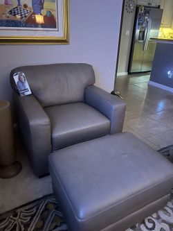 Leather Chair and Ottoman