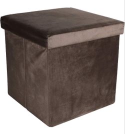 Storage Box, Storage Box, Fabric Pouffe, Velvet Look, Foldable Storage Box, 40 x 40 x 40 cm