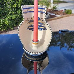 Antique Candle Holder Spain Talavera  Lamenora