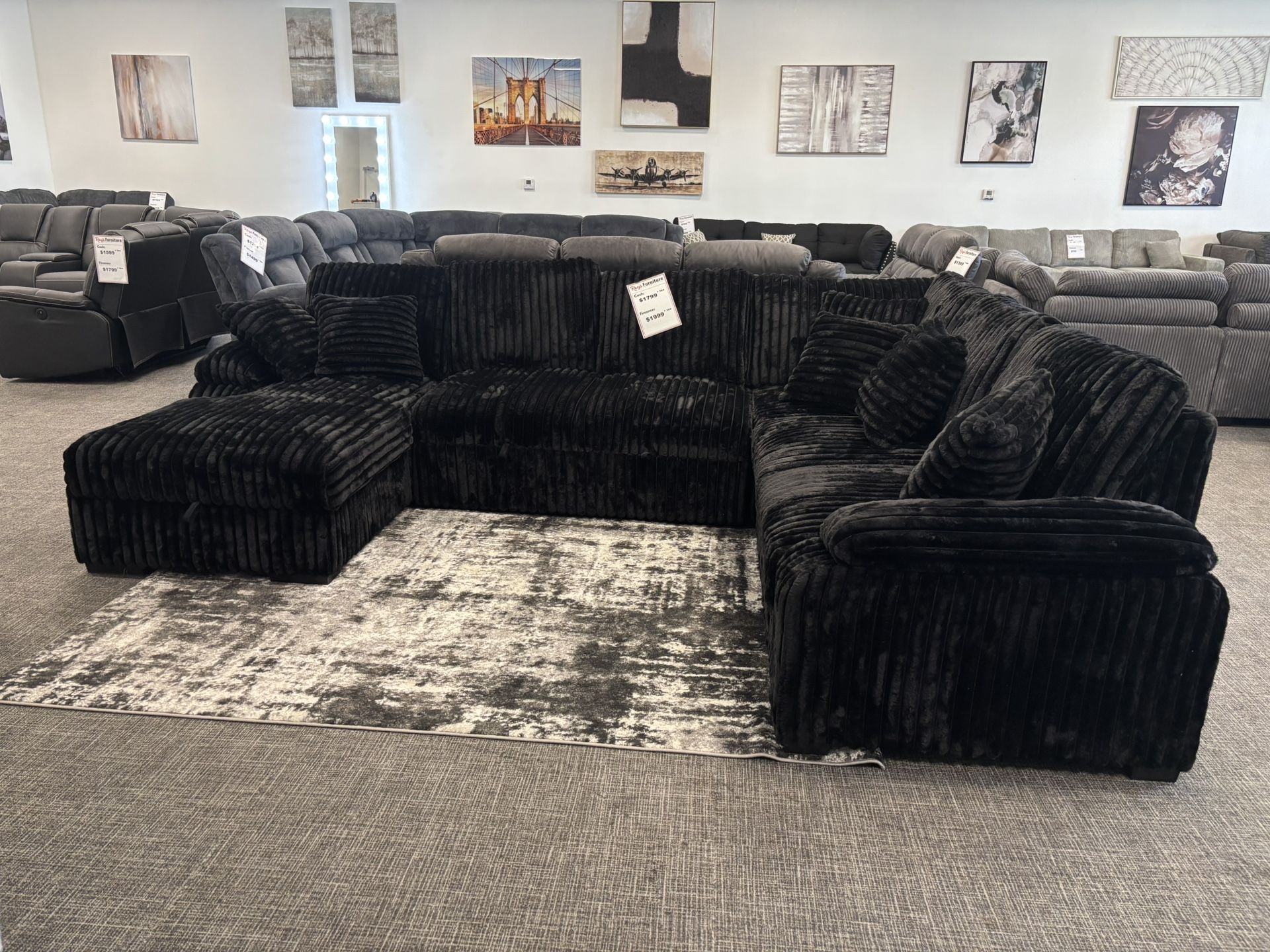 Ultimate Comfort! Black Corduroy Sleeper Sectional β $1,799 π€ποΈποΈ