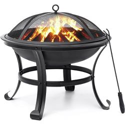 KingSo 22 inch Wood Burning Fire Pit for Camping Picnic Bonfire Patio Outside Backyard Garden Small Bonfire Pit Steel Firepit Bowl with Spark Screen, 