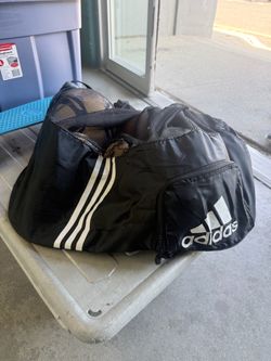 Adidas mesh ball bag with assorted sports balls