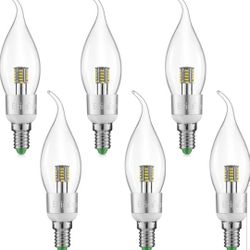 Elrigs E12 LED Bulb, Candelabra Light Bulb 40 Watt Equivalent, Cool White 6000K, 6-Pack, Clear Candle Bulbs, Non-Dimmable, 400lm, 360 Degrees Beam