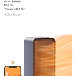 GoveeLife Space Heater for Indoor Use, Electric Heater with Thermostat, 80°Oscillating, 1500W Fast Portable Heating, 24H Timer, Smart Ceramic Heater w