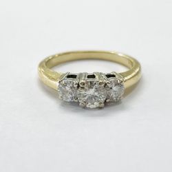 14K yellow gold cluster diamond ring
