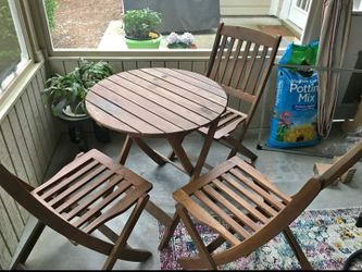 Teak outdoor bistro table and chair set