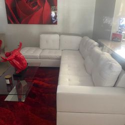 Sofa Sectional White Leather Less Than 3 Months Of Use