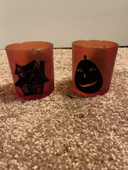 Halloween Glass Tea Candle Holders both $10