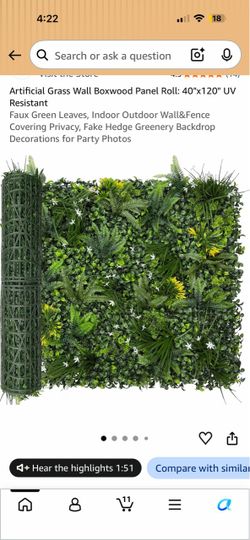 Artificial Grass Wall Boxwood Panel Roll 40x120