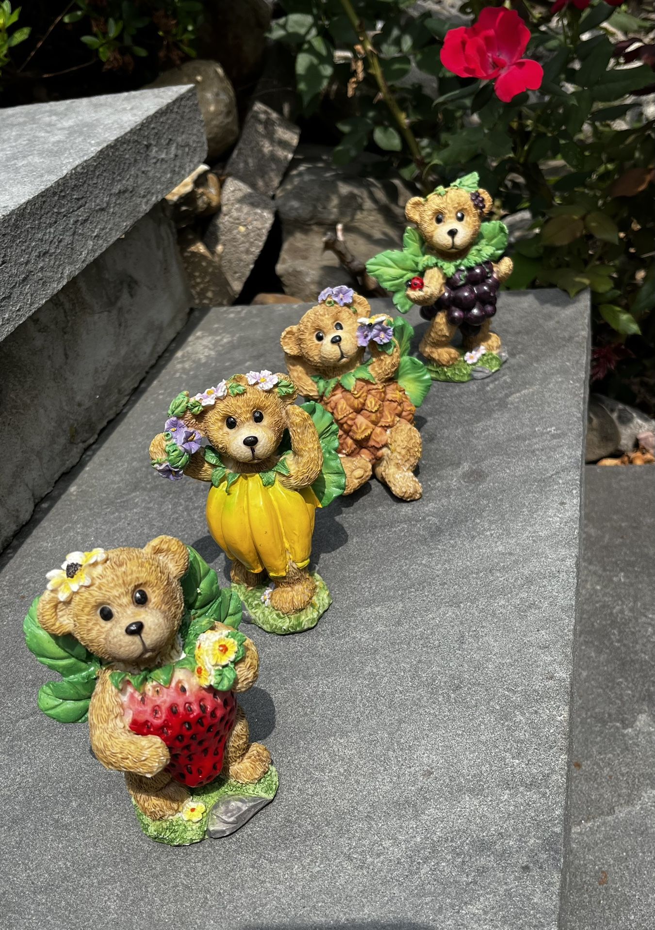 fruit bears miniature figurines, 4.5” tall