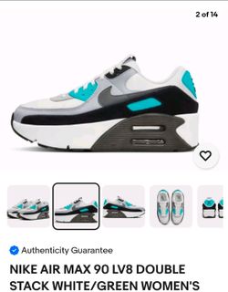 NIKE AIR MAX 90 LV8 DOUBLE STACK WHITE/GREEN WOMEN'S Size 7.5