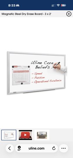 Uline 3x2 Magnetic Steel Dry Erase Board