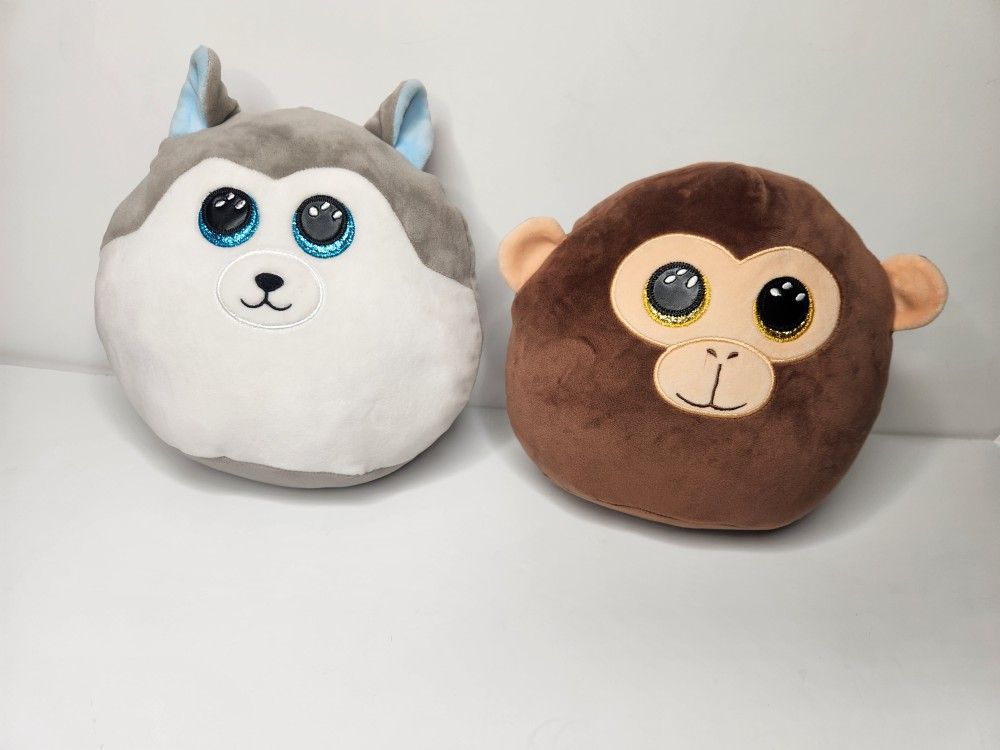 Ty Husky & Monkey Plush Stuffed - Great Condition